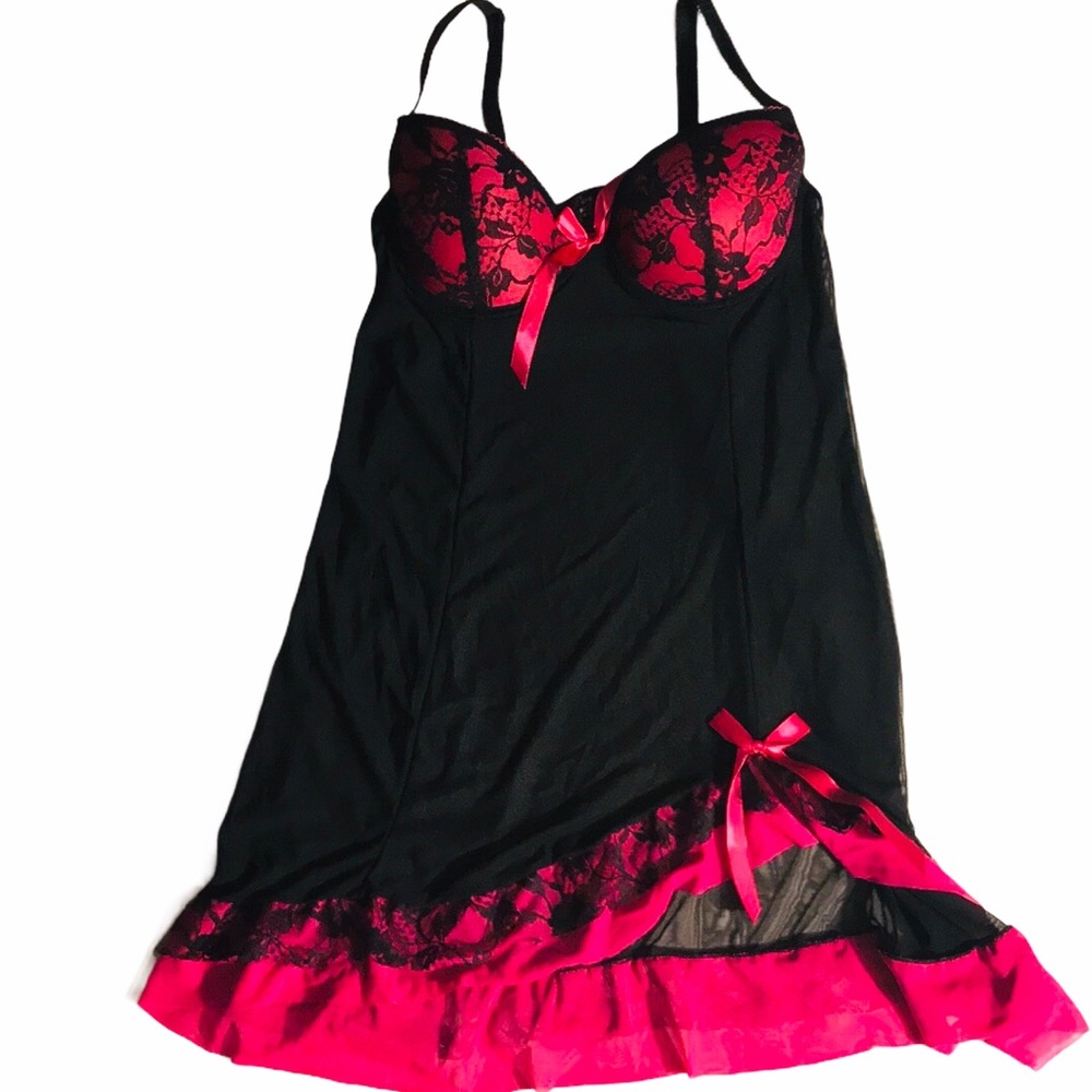 NWOT Per Lei Hanky Panky Black & Pink Negligee